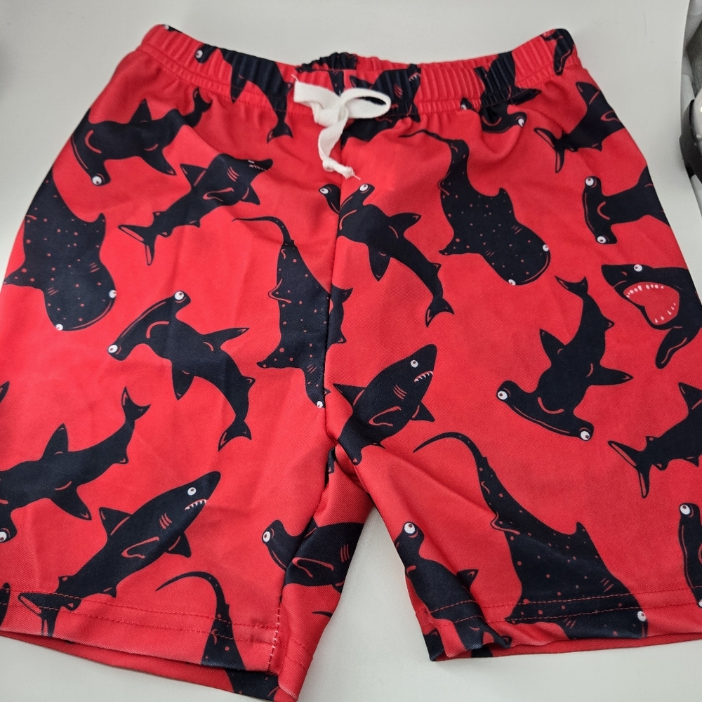 Boys Hammer Head Shark Shorts Red Size 6/7